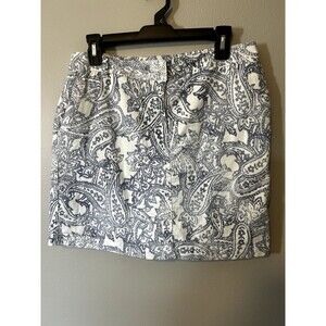 Karen Scott Petite Skirt Blue & White Petite 10, 97% Cotton (Pre-Loved)